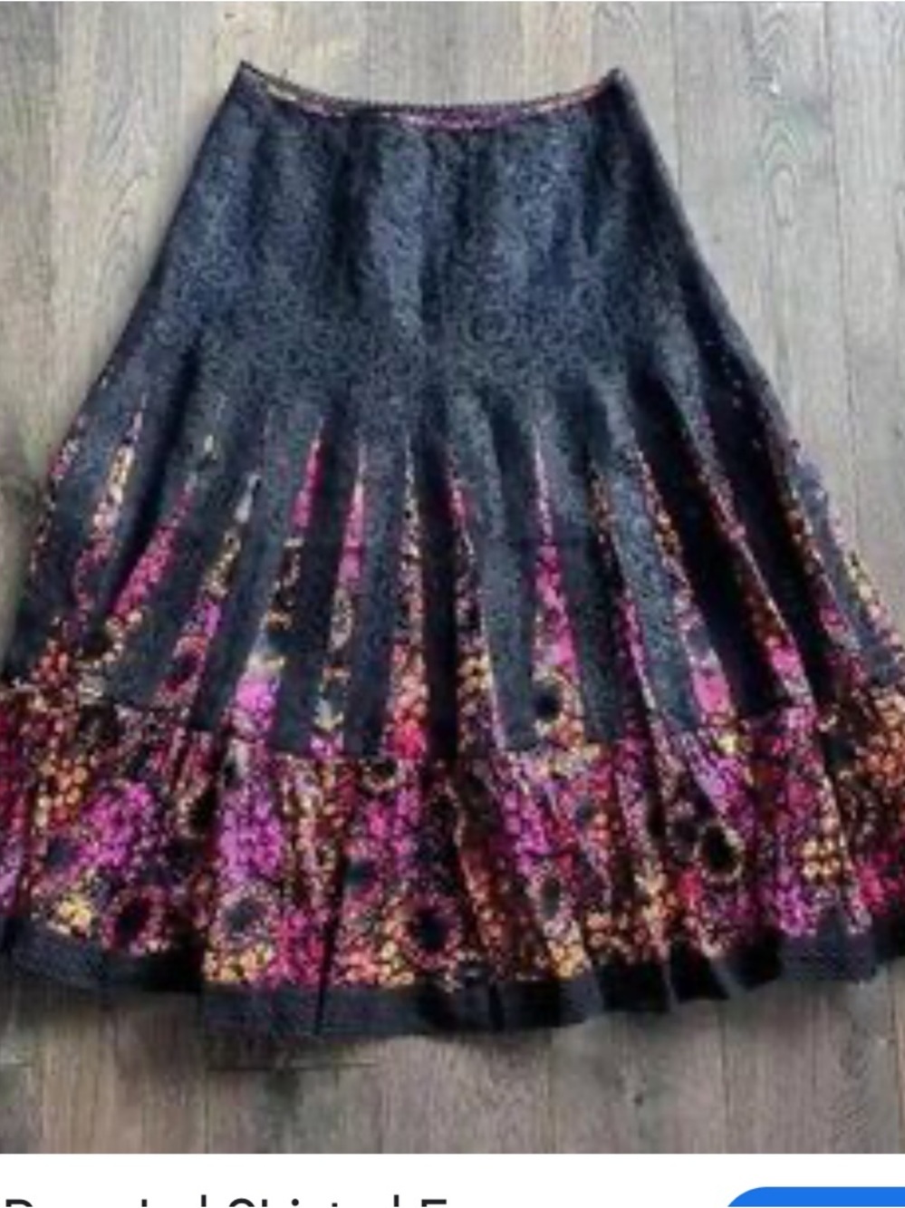 Free People Women’s  Silk Lace MIDI Skirt Boho Romantic Date Night Pleats Sz 8